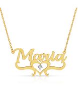 14K. SOLID GOLD NECKLACE PERSONALIZED NAME WITH DIAMOND HEART PLAYBALL FONT - $642.50