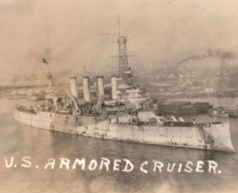 WWI US Navy Armored Cruiser Dazzle Camouflage Ship Postcard Rppc - £14.82 GBP