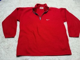 Nike Made In USA Red White/Gray Tag 1/4 Zip Fleece Logo L/XL VTG Piling Distress - £11.28 GBP