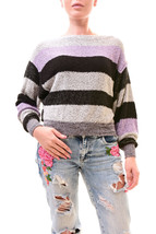 FREE PEOPLE Womens Pullover Candyland Cropped Long Sleeve Striped Black Size XS - £40.11 GBP