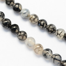20 Dragon Vein Agate Gemstone Beads Striped Black Gray Jewelry Supplies 6mm - $3.39