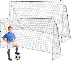 2Pcs 12 X 6&#39; Soccer Goal Weather-Resistant Net Powder Coated Steel Frame - £150.27 GBP