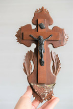 ⭐ antique French crucifix ,holy water font,19 th century ⭐ - $48.51