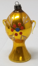 MCM Christmas Ornament Amphora Glass Gold Floral Handles Vintage - $28.45