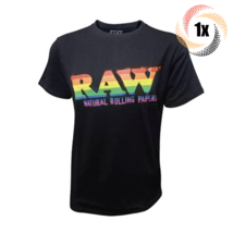 1x Shirt Raw Rainbow Logo Design Black Comfy T Shirt | 2XL | 100% Cotton - £29.87 GBP