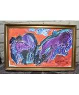 Neith Nevelson Abstract Purple Horses Kicking Away Signed 1995 - £4,252.82 GBP