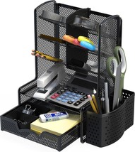 Simple Houseware Shw 6-Compartment Desktop Organizer With Drawer, Black - £25.97 GBP