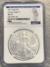 2021- American Silver Eagle- NGC- MS70- T1- John Mercanti Signature - £120.19 GBP