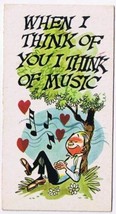 Vintage Sarcastic Valentine Card T.C.G. 1950s Think Of You Think Of Music - $2.96