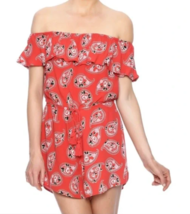 Honey Punch Bohemian Red off the Shoulder Romper Size Small - £30.68 GBP