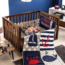 Sailor Mariner Baby Boys Crib Bedding Set 4 Pcs Ideal For Baby Shower Gift - £77.48 GBP