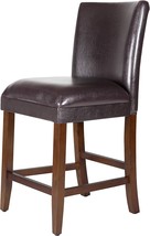 Homepop Home Decor | Classic Counter Height Bar Stools | Faux, Brown Faux - £78.32 GBP