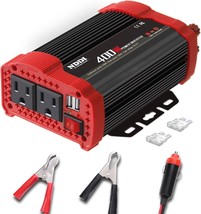 400W Car Power Inverter, Dc 12V To 110V Ac Converter, 2 Charger Outlets, And - £39.07 GBP