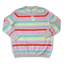 NWT Pure Collection Cashmere Boyfriend Sweater in Spring Stripe Pullover US 12 - £48.88 GBP