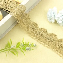 Gold Ribbon Gold Lace Ribbon Embroidery Metallic Venice Lace Edging Trimming Fab - £22.02 GBP