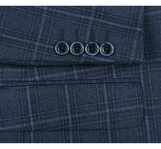 Men's Soft Wool Sport Coat English Plaid Window Pane 556-4 Navy Blue New image 5