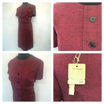 1960s Dress Vintage size 10 with Tags Blouson Black Patent Belt Fine Str... - $34.95