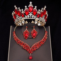 2022 Crystal Bridal Jewelry Sets For Women Fashion Tiara Crown Earring Necklace  - £54.93 GBP