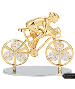 24K Gold Plated Cyclist on a Bicycle Figurine Embellished with Matashi C... - $34.19