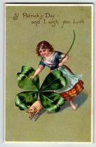 St Patrick&#39;s Day Postcard Pig Clover Girl I Wish You Luck Tuck Series 106 Unused - £10.47 GBP
