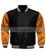 Super Letterman Baseball College Varsity Bomber Sports Jacket Orange Bla... - £46.39 GBP