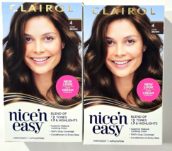 2 Clairol Nice &#39;N Easy Permanent Hair Color Cream 4 Dark Brown - £20.53 GBP