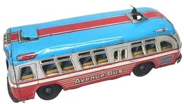 Vintage 1950&#39;s Yonezawa Avenue Bus Tin Litho Friction Toy 9&quot; Made In Japan - £70.57 GBP
