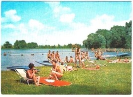 Poland Postcard Rivelin Lipiany Bathers Bikinis Lake Sun - $2.96