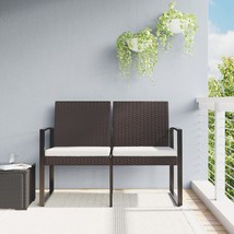2-Seater Patio Bench with Cushions Brown PP Rattan - $161.99