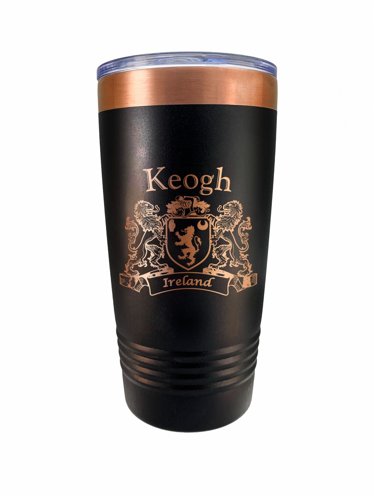 Keogh Irish Coat of Arms Black Travel Mug - $27.44