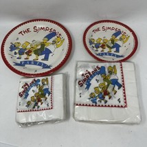 Simpsons 1989 Happy Birthday Lot Paper Plates Napkins New Vintage Sealed... - $46.53