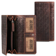 New Jack Georges Voyager Wallet  Dark Brown Hand-Stained Genuine Leather wf726 - £53.28 GBP