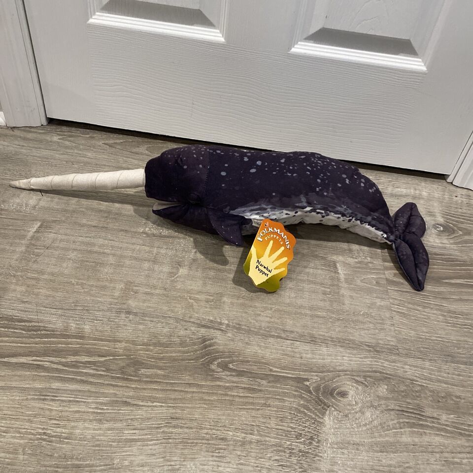 NEW Folkmanis Narwhal Hand Puppet 27" Aquatic Animal Excellent Quality w/ TAGS - $48.53