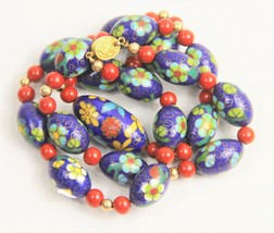 Vintage Jewelry Incredible Chinese Export Cobalt Cloisonne Bead Necklace - £260.59 GBP
