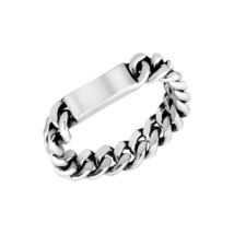 Sleek Modern and Mighty Bar Chain .925 Sterling Silver Ring-9 - £14.18 GBP
