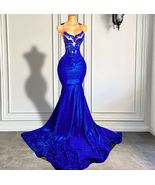 Royal Blue Elegant Prom Dresses 2024 Lace Applique Beaded Fashion Party ... - £157.70 GBP