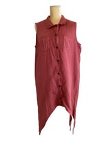 Hot Cotton Marc Ware Linen Dress Tunic Size L Pink Distressed (Modified Style?) - £11.68 GBP