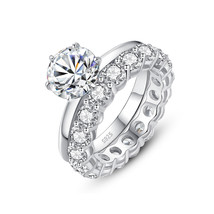 Women&#39;s Sterling Silver 2.75 Carat Moissanite Engagement Wedding Ring Band Set - £7.92 GBP