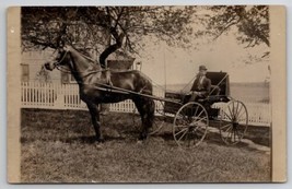 RPPC Gorgeous Young Man Suit Hat Horse Drawn Carriage Postcard B26 - £15.94 GBP