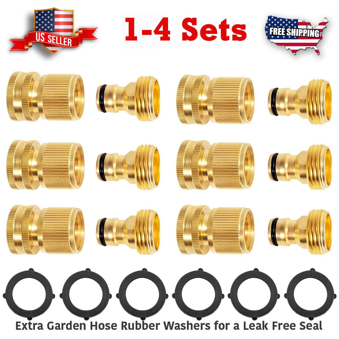 3/4&quot; Solid Brass Garden Hose Quick Connect Fittings Female Male Connecto... - $6.32+