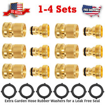 3/4&quot; Solid Brass Garden Hose Quick Connect Fittings Female Male Connecto... - £4.99 GBP+