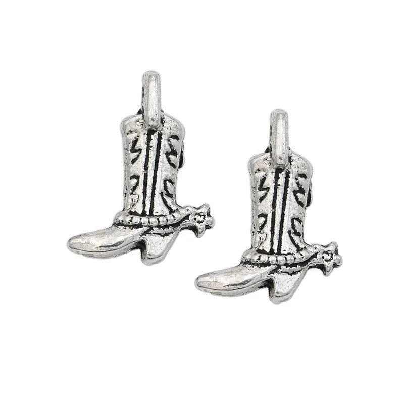 Plated cowboy boot charm pendant for bracelet jewelry making diy handmade craft 17x13mm thumb200