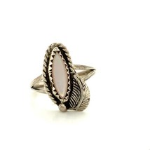 Vintage Sterling Silver Navajo Native American Mother of Pearl Feather R... - $34.65