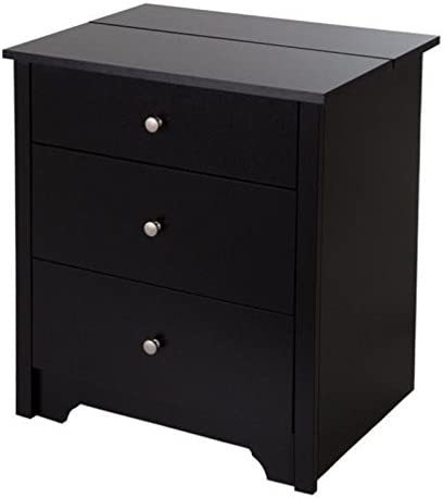 South Shore Vito Nightstand Charging Station-Pure Black - £135.75 GBP
