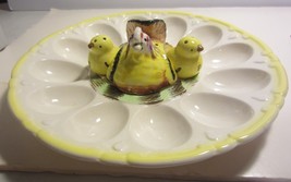 Vintage 1950’s Deviled Egg Platter Chicken  Baby Chicks Salt Pepper Japan - $37.95