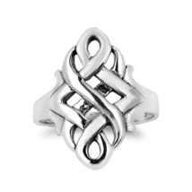Braided Polished Celtic Knot .925 Sterling Silver Eternity Band Ring-8 - £17.50 GBP