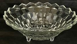 Indiana Glass Whitehall 10&quot; x 5&quot; Tall Footed Serving Bowl Optic Cube Cubist - £25.06 GBP