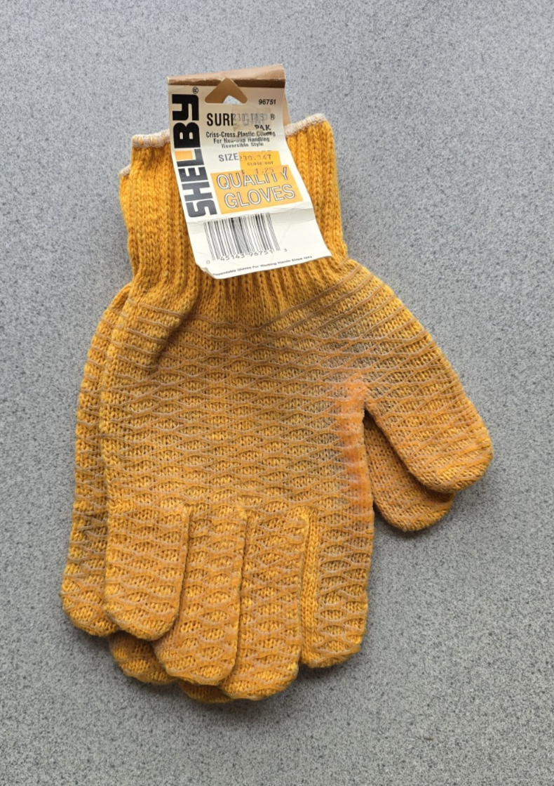Vintage Shelby Sure Grip Quality Gloves Size Large Criss Cross Plastic C... - $20.00