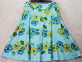 Liz Claiborne A Line Skirts Women&#39;s Size 10 Blue Floral Linen Lined Side... - £21.81 GBP