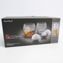 Final Touch Rock Glass 5 Piece Hand Cut Whiskey Set Measuring Jigger Ice Molds - £46.96 GBP